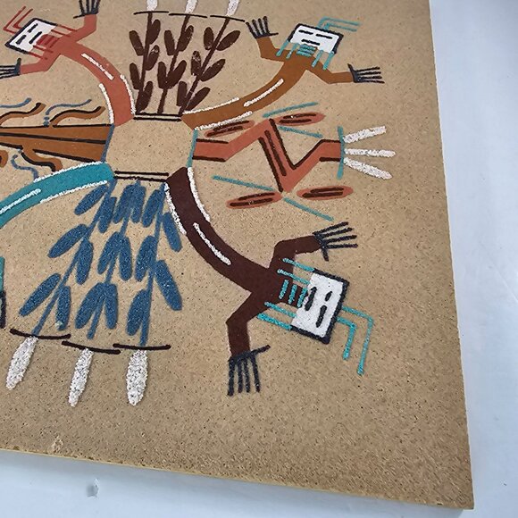 Native American Sand Art Board By A. Begay Twirlings Rainbows & Four Main Plants - Picture 3 of 8